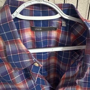 Vince Men's Multicolor Plaid Button Down Shirt